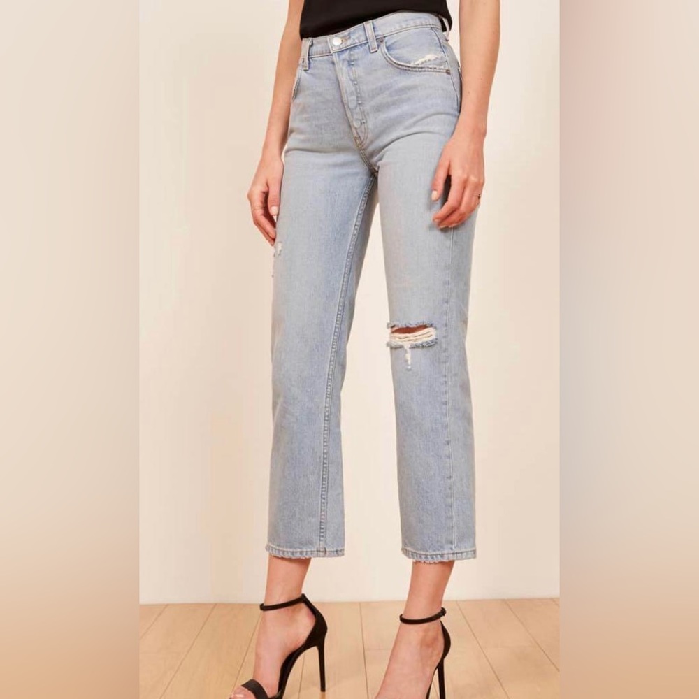 Reformation Danny Mid Relaxed Distressed Straight Leg Jeans Size 27